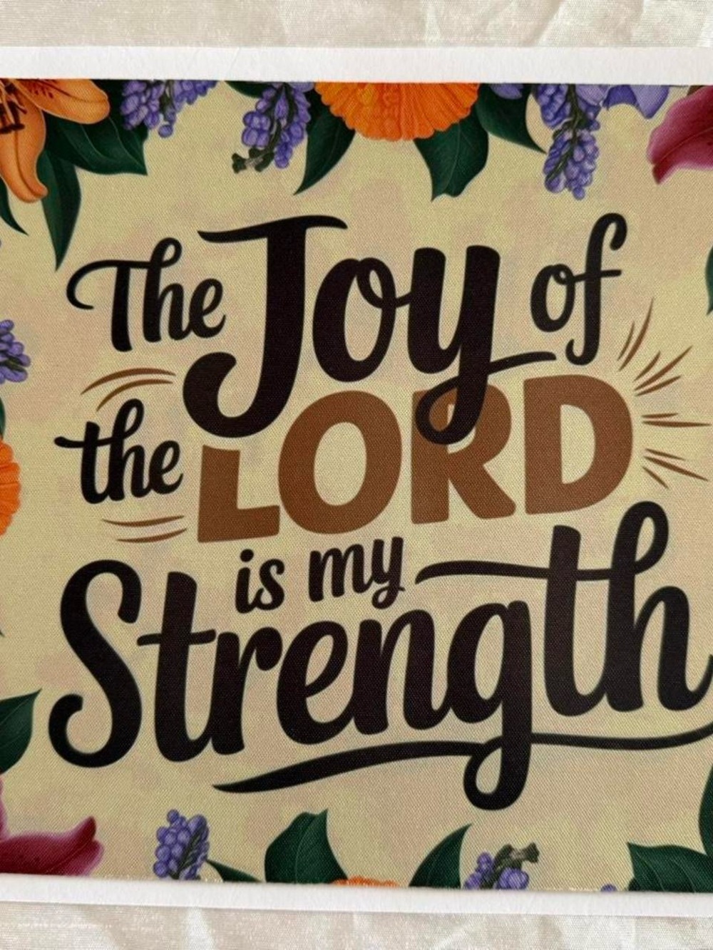 Floral "The Joy of the Lord is My Strength" Brown & Black Mousepad